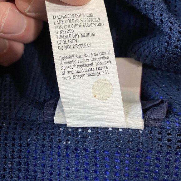 Speedo Windbreaker Jacket Men's Sz Medium Blue Nylon Hooded Full-Zip Long Sleeve - Picture 4 of 9